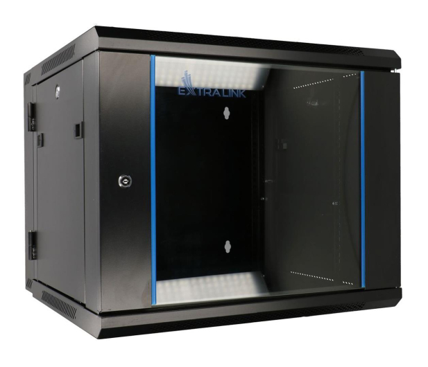 Extralink Szafka wisząca rack 9U 600x600 czarna dwusekcyjna EX.12943 - 489357 - zdjęcie